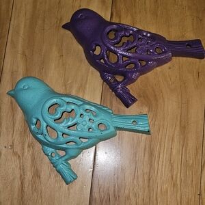 Cast Iron Purple & Teal Bird Wall Decor